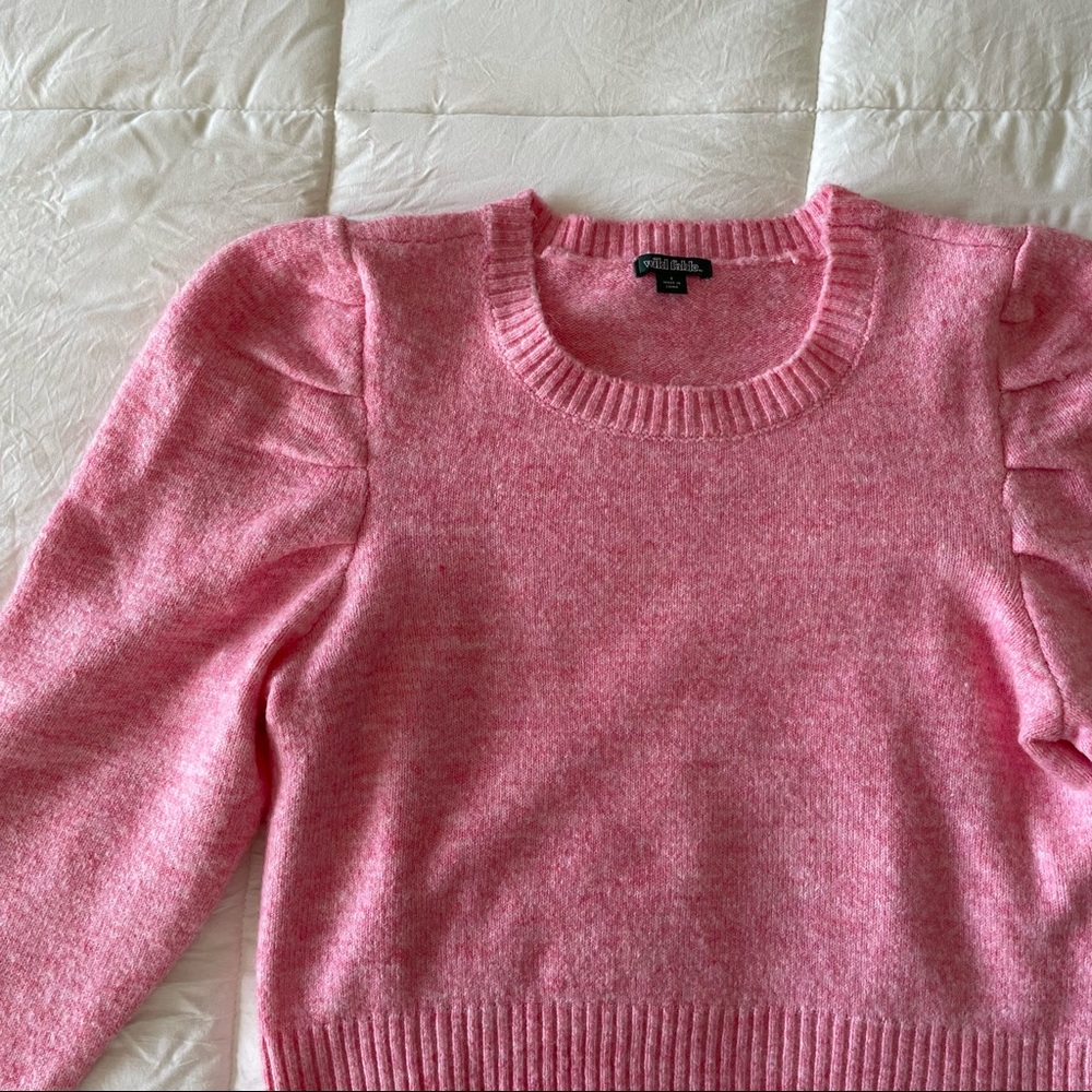 Pink puff sleeve sweater